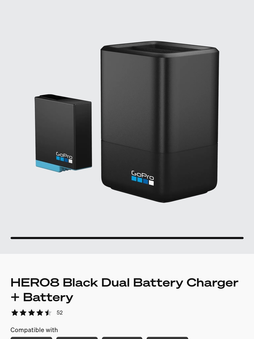 GoPro HERO Dual Battery Charger and 4 Batteries - HERO8
